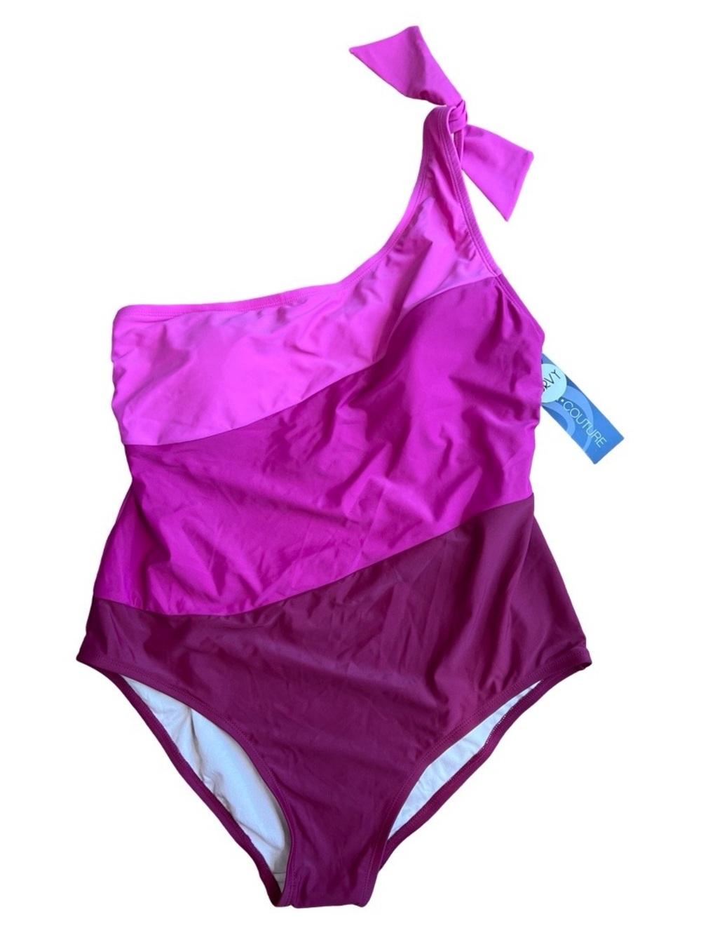 NEW NWT Aqua Couture Pink Stipe One Strap One Piece Swim Suit SZ Curvy 1X